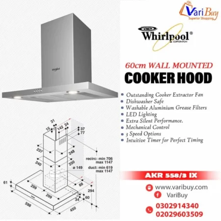 Whirlpool 60cm Chimney Cooker Hood [AKR 558/3 IX]