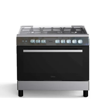 Midea 5 Burner 90×60cm Burner Gas Cooker w/ Grill & Rotisserie Functions| Italian Quality & Design, SABAF Burner, Warming Drawer, Closed Door Grilling, Flame Failure Device, Large Capacity [VESTA-P48C]