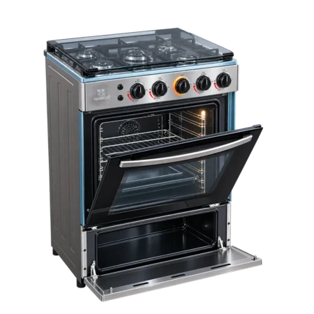 Nasco 4 Burner 60cm×60cm Gas Cooker w/ Grill|  Auto Ignition, Stainless Steel [LME60I]