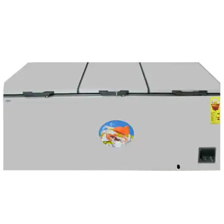 Aucma 818L 2-Star Triple Door Commercial Chest Freezer|  95 inches Long, Quick Freezing, High Efficiency Compressor, Heavy Duty Castors, 4 Wire Baskets, Lock & Key, Grey [BD-850]