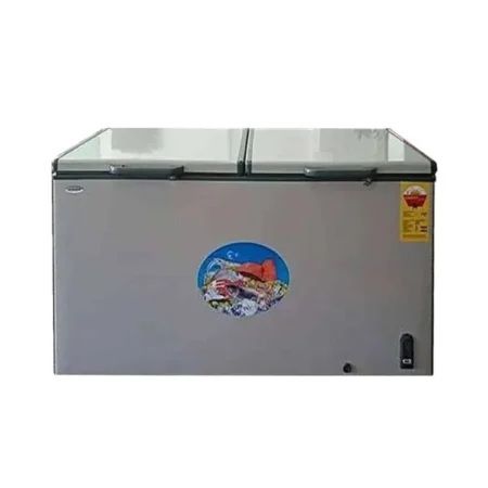 Aucma 360L 2-Star Double Door Commercial Chest Freezer| 344L Net Capacity, Powerful Freezing, High Efficiency Compressor, Grey [BD-468]