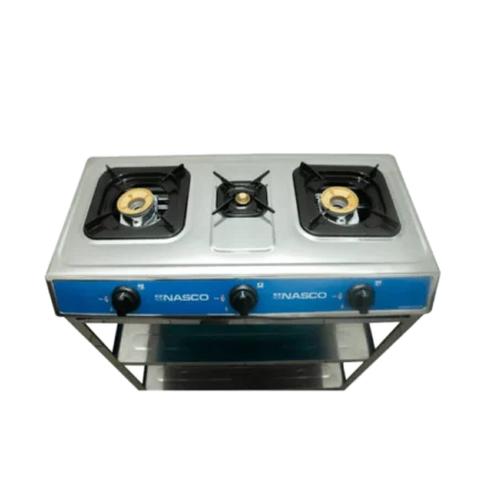 Nasco 3 Burner Gas Stove w/ Stands |White, Gold Caps [NASGS-K311FS]