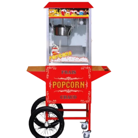 Veltrex 1500W Heavy Duty Electric Popcorn Machine w/ Professional Cart| Trolley, Stainless Steel, Commercial and Home
