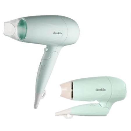 Decakila 1600W Hair Dryer w/ Foldable Handle| 2 Speeds, 3 Heat Settings [KEHS007W]