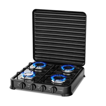 Decakila 4 Burner Portable Table Gas Stove| Manual Ignition, Pulverized Iron Sheet Panel  [KMGS010B]