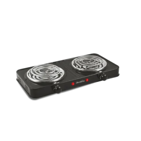 Decakila 2000W Electric Double Coil Burner| Hot Plate Cooktop w/ Temperature Control, Stainless Burner Cap [KECC002B]