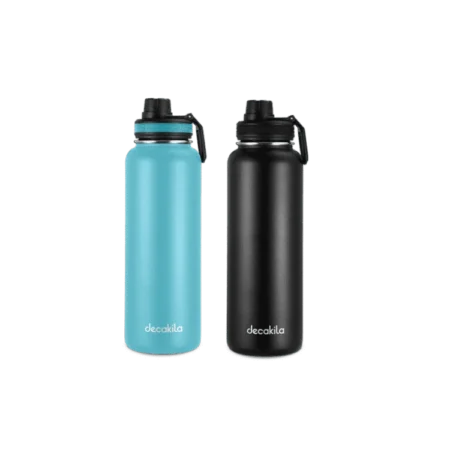 Decakila 40 Oz Vacuum Flask Double Wall Vacuum Insulated Stainless Steel 2-Pack of Water Bottles| 1.13L, BPA-Free, Dishwasher Safe, Easy to Carry  [KMTT028B]