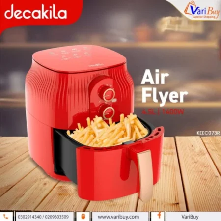 Decakila 4.5L Air Fryer| Powerful 1400W Wattage, Overheat Protection, 60-min Timer [KEEC073R]