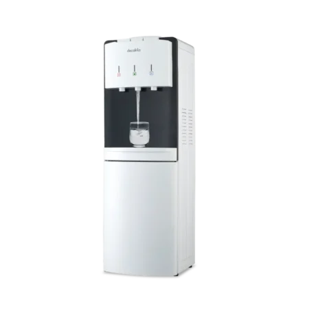 Decakila Tri-Temp Top Loading Water Dispenser w/ Fridge Cabinet| Water Cooler Dispenser for Home, Office (White) [KEWF003B]