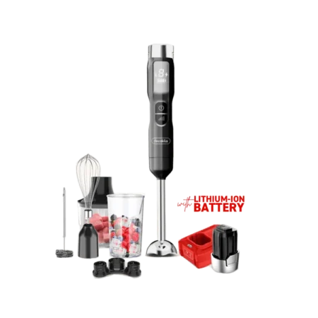 Decakila 100W 5-Speed 5-in-1 Cordless Rechargeable Immersion Hand Blender w/ LED Display| Stainless Steel Blades [KEJB056B]