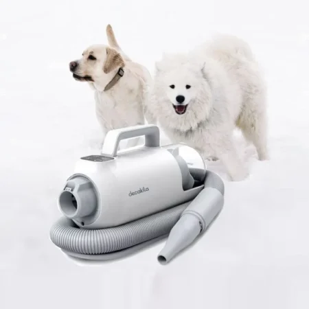 Decakila 1300W 3-in-1 Pet Dryer & Groomer w/ 15kPa Strong Suction | Pet Grooming Kit with 4 Pet Grooming Tools for Drying & Shedding Brush Pet Hair, Pet Blow Dryer with Adjustable Speed Temperature, 0.5L Dust Cup Capacity [CEVC005W]
