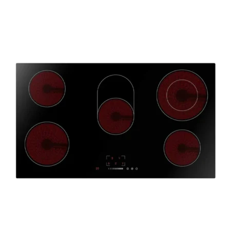 Midea 90cm 5 Burner Ceramic Electric Hob| Touch Control, Individual Timer, Automatic Safety Switch off, Residual heat indicator, 9-stage Power Setting [MC-HV848]