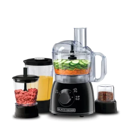 Black & Decker 400W Robot Deluxe Food Processor w/ Blender + Mincer + Grinder|1.2L Bowl, 2 Speeds + Pulse Control, Interlocking Bowl for Added Safety [KR43-B5]