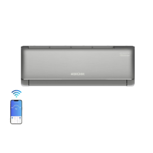 Bruhm 1.0hp 2-Star R32 Premium Smart WiFi Inverter AC | Black Series, Metal Polished Indoor Panel, Golden Fin, Fast Cooling [BAS-09ICQB]