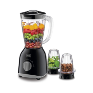 Black & Decker 400W 3-in-1 Blender | 2-speed Control w/ Pulse, Stainless Steel Blades, 2 Grinder Mills [BX365-B5]