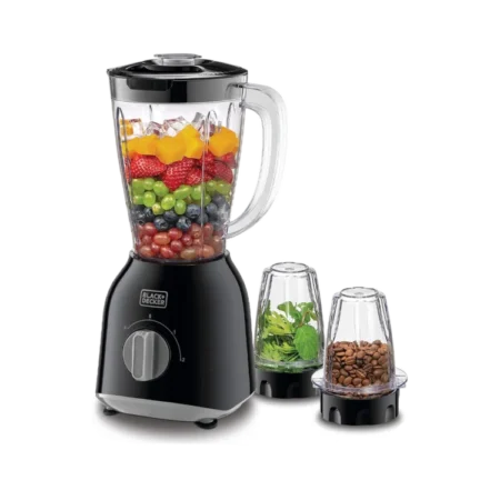 Black & Decker 400W 3-in-1 Blender | 2-speed Control w/ Pulse, Stainless Steel Blades, 2 Grinder Mills [BX365-B5]