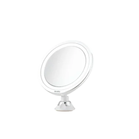 Decakila 5× Mangnifying Makeup Mirror w/ LED Light | Compact Travel Magnifying Mirror, 360° Rotating Locking Suction Cup, Operated with AAA Batteries [KMTT062W]