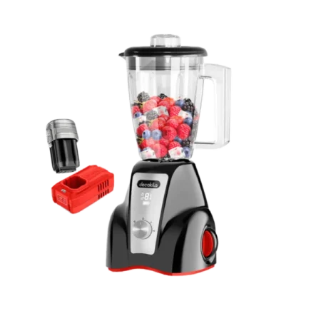 Decakila 300W Cordless Rechargeable Stand Blender w/ LED Display| 2-Speed Control w/ Pulse, 2000mAh Battery, 1.5L Plastic Jar [KEJB051B]
