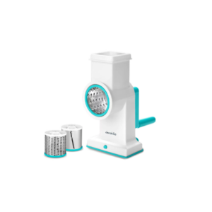 Decakila Manual Handheld Rotary Drum Grater| 3 in 1 Rotary Shredder Slicer Grinder for Cucumber Nut Potato Carrot Cheese, Vegetable Salad Shooter [KMTT086W]