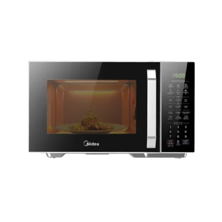 Midea 30L Digital Microwave Oven with Grill | Child-Safety-Lock, 11 Pre-programmed Menus, LED Display, Full Glass Finish| 900W, Silver [EG9P032MX-S]
