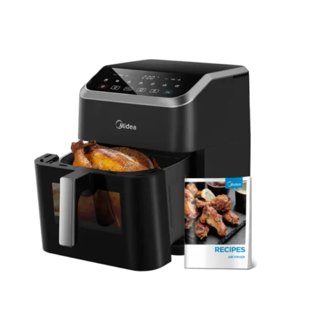 Midea 7L 1800W Hot Air Fryer w/ Touch Screen Control|  One-Touch Cooking, HeatXpress Technology, 90% Less Oil, Energy and Time Saving with 7 Presets, Easy-View Window & Light, Non-Stick, Black [MF-CY70K]