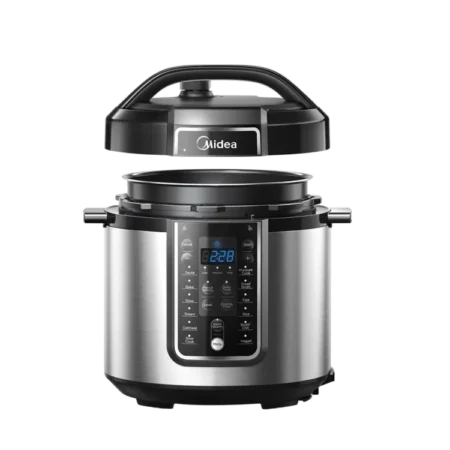 Midea 5.7L 1000W Electric Pressure Cooker w/ LED Display| Multi-Functional Programmable Slow Cooker, Rice Cooker, Steamer, Sauté Pan, Yogurt Maker, and More, Stainless Steel, 9-Stage Realsafe System [MY-CS6037WP2]