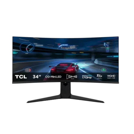 TCL 34" Ultra WIDE QHD Mini-LED 170Hz Curved Gaming Monitor (2024) | True HD Professional Monitor, 3440×1440 Resolution, Ultra-high Peak Brightness, Ultimate Gaming, FreeSync Premium & G-Sync Compatible [34R83Q]