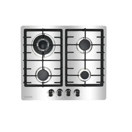 Bruhm 60cm 4 Burner Stainless Steel Gas Hob| Modern Design, Precision Cooking, Effortless Ignition, Flame Failure Device, Cast-iron Pan Supports [BGH-6640FI]