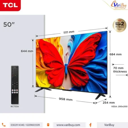 TCL 50" 2K Full HD Smart QLED Direct LED Android Smart HDR Bezel-less TV (2025)| Immersive Dolby Audio, Bluetooth, Compatible with Google Cast & Google Home, Slim Design [50S5K]