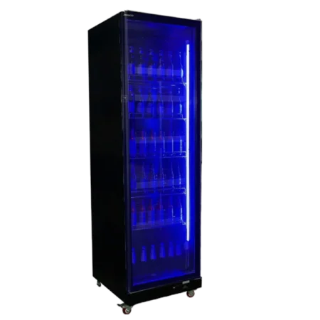 Nasco 400L Upright Beverage Cooler w/ Digital Temperature Display| 1 Door Display Fridge Merchandiser Upright Beverage Cooler, Tri-colour Adjustable LED Light, Energy Saving, Adjustable Thermostat, Low Noise Operation [NAS-HA715-1DR]