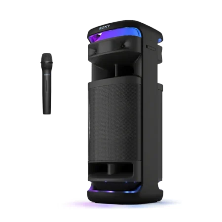 Sony 1000W ULT TOWER 10 Party Speaker with Wireless Mic | ULT POWER SOUND and 360° Party Light, Massive Base, Karaoke and Guitar, Splashproof Top Panel [SRS-ULT1000/CAF1]