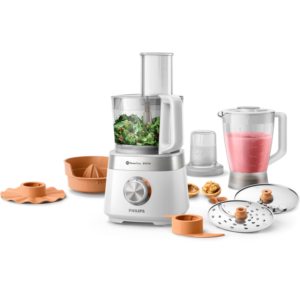 Philips 850W 2-Speed Viva Collection Compact Food Processor w/ 10 Accessories| 31 Functions, PowerChop Technology, All-in-1 (Knead, Whisk, Shred, Slice, Grind and Juice), 2.1L Bowl/1.5 L Working Capacity [HR7530/01]