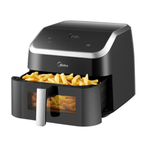 Midea 8L 2200W Hot Air Fryer w/ Touch Screen Control|  One-Touch Cooking, HeatXpress Technology, 90% Less Oil, Energy and Time Saving with 10 Presets, Easy-View Window & Light, Non-Stick, Black [MF-CY85WK]