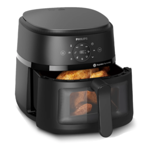 Philips 6.2L 1700W Airfryer w/ Digital LED Touchscreen Control| 2000 Series, Rapid Air Technology, Cooking Window, 13 Cook Presets, Healthier Meals Up to 90% Less Fat, Easy to Clean, Dishwasher Safe, HomeID App, Black [NA230/09]