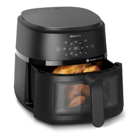 Philips 6.2L 1700W Airfryer w/ Digital LED Touchscreen Control| 2000 Series, Rapid Air Technology, Cooking Window, 13 Cook Presets, Healthier Meals Up to 90% Less Fat, Easy to Clean, Dishwasher Safe, HomeID App, Black [NA230/09]
