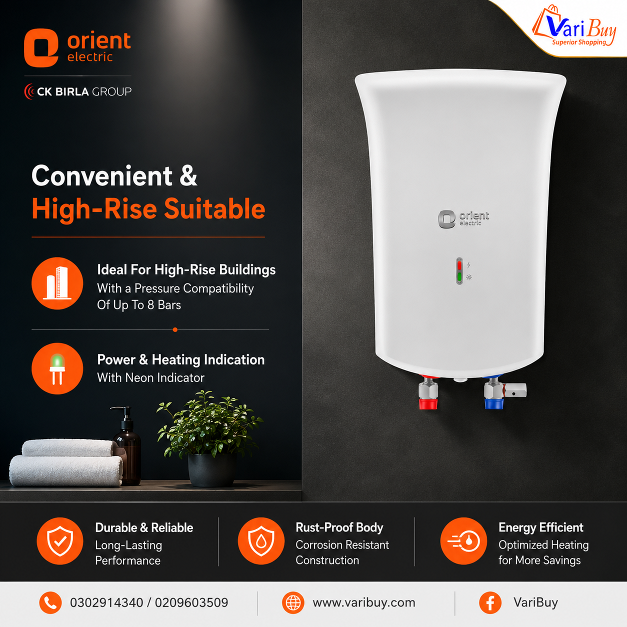 Orient 3L Primus Instant Water Heater w/ Advanced 5-Level Safety Shield | LED Indicator, High-Grade Stainless-Steel Tank, High Strength Polymer Body, Enhanced Safety with Shock-proof & Splash-proof Body - Image 5