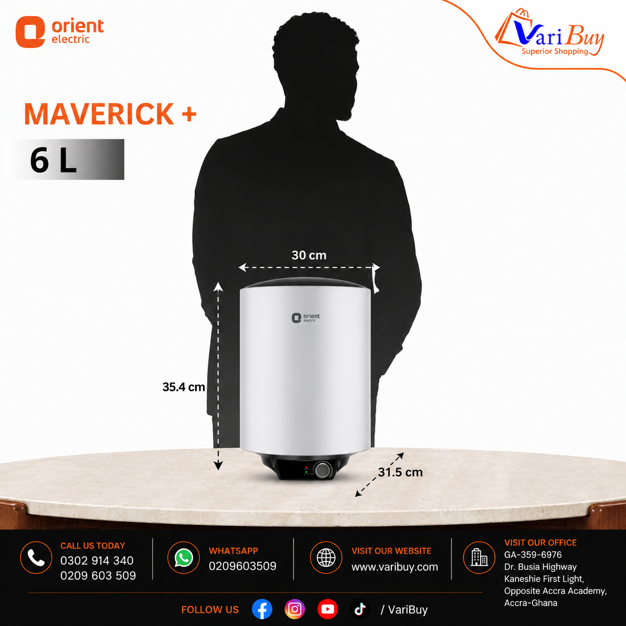 Orient 6L Maverick 5-Star Polymer Coated Tank Water Heater w/ Enhanced Safety| 2000W, Rust-Resistant & Splash-Proof, Advanced Whirlflow Technology, Energy Efficient, Sleek Design, Redefined Tank Durability, 10% Longer Heat Retention - Image 8