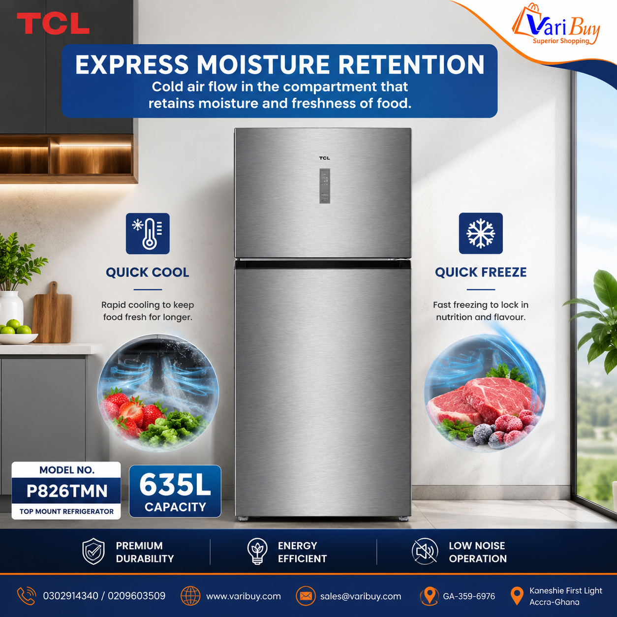 P826TMN-TCL FRIDGE-FREEZER