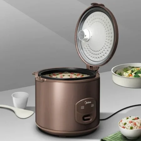 Midea 1.8L Rice Cooker| Non-Stick Inner Pot, Cook/Warm Indicator Light, Better Heat Distribution, Gold [YJ508J]