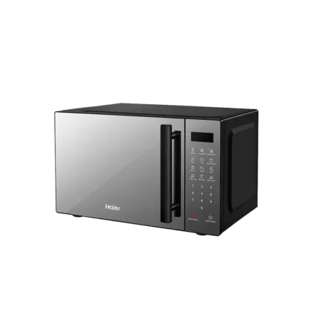 Haier 20L Digital Microwave Oven | 11 Power Levels, Child Lock, LED Display, Full Glass Finish, Black, 6 Pre-set Cooking Modes For Popcorn, Potato, Pizza, Frozen Vegetable, Beverage, Dinner Plate [HMW20DB]