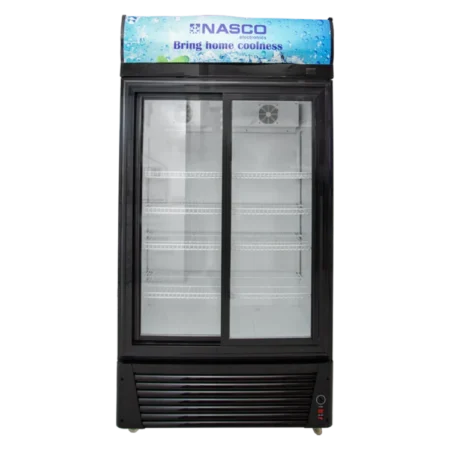 Nasco 728L Double Door Commercial Beverage Refrigerator| Two Glass Door Upright Merchandiser Drink Cooler with LED Light, Adjustable Shelves, Energy Saving, Adjustable Thermostat, Low Noise Operation [NAS-FL850-2DR]