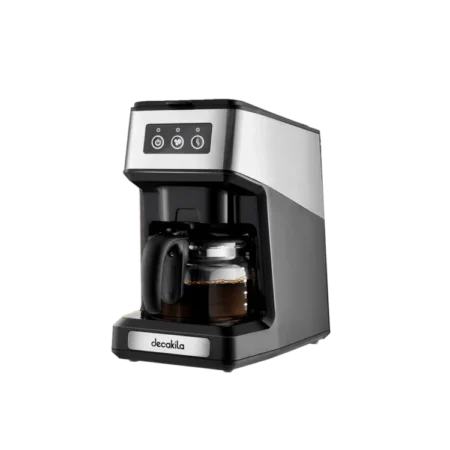 Decakila 650W 0.6L Automatic Drip Coffee Maker w/ Grinding Function, Programmable Timer Mode & Keep Warm Plate| 4-Cup Coffee Maker w/ Grinder, Integrated Design of Filter & Blade, 30s of Grinding [KECF021B]
