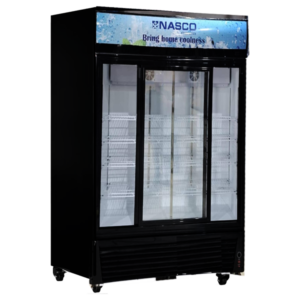 Nasco 1200L 3-Door Commercial Beverage Refrigerator| Upright Merchandiser Drink Cooler with LED Light, Adjustable Shelves, Energy Saving, Adjustable Thermostat, Low Noise Operation [NAS-FL1400-3DR]