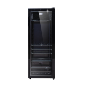 Nasco 200L Narrow Glass Door Refrigerator| 1-Door 18.5" width Merchandiser Display Cooler Case Fridge , Mini fridge with Tempered Glass Door, Compressor Cooling Beverage Cooler Refrigerator with Wine Racks and Flat Shelves [NAS-FL200SC]