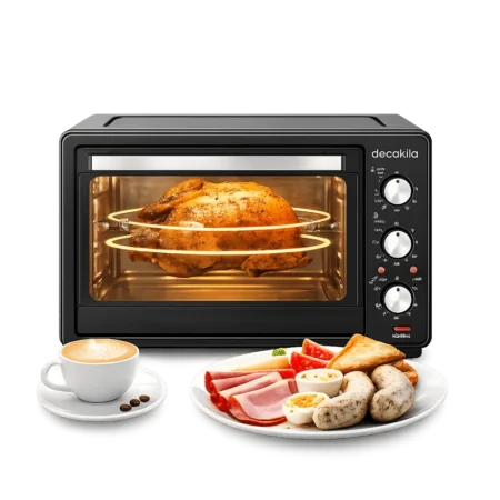 Decakila 38L 1600W Multi-Functional Electric Toaster Oven| Multifunctional Desktop Cooking and Baking Portable Oven, Timing Temperature Control, Grilling, Toasting, Baking Functions [KEEV024B]