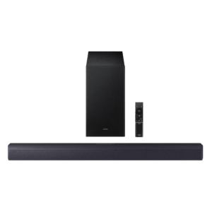 Samsung 200W B-series 2.1 ch Soundbar w/ Wireless Subwoofer (2025)| Dolby Audio/DTS Virtual: X, Adaptive Sound, 2.1 Channels, Night Mode and Game Mode [HW-B450F/KE]