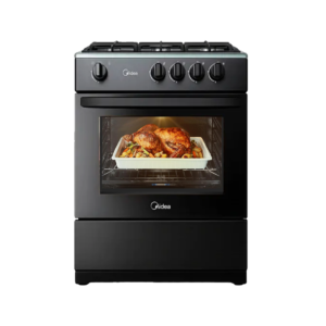 Midea 60×60 4 Burner Gas Cooker w/ Grill| Black, Glass Lid [24TMG4G081-B]