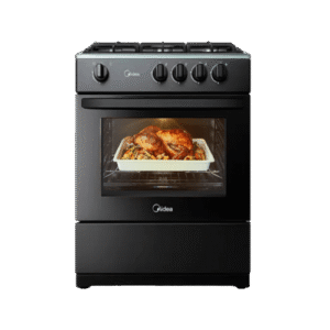 Midea 60×60 4 Burner Gas Cooker w/ Grill| Black, Glass Lid [24TMG4G081-B]