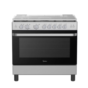 Midea 90×60 5-Burner Gas Cooker w/ Grill & Rotisserie | Auto Ignition, 10% More Efficient [36LMG5G080V]