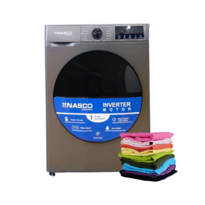 Nasco 12kg Front Load Full Auto Washing Machine w/ Inverter Motor | Touch Screen, 15min Quick Wash, Auto Start, Silent Wash, Eco Water, 1400 rpm [NASFL-JS12KG-S]